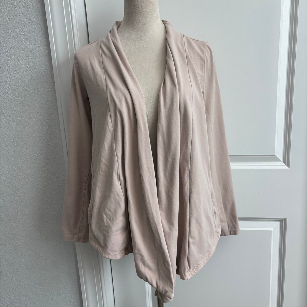 Pact Women's Avenue Draped Open Front Cardigan Sweater M Neutral Minimalist